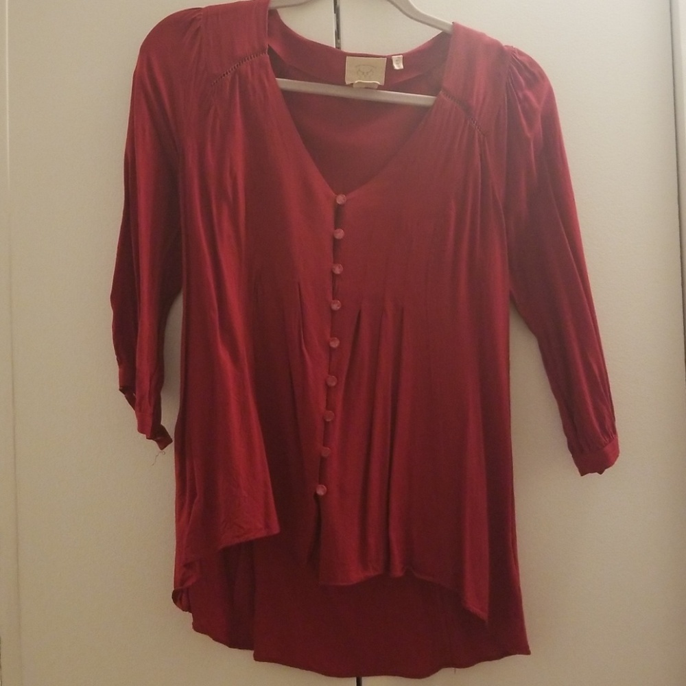 Red blouse from Anthropologie